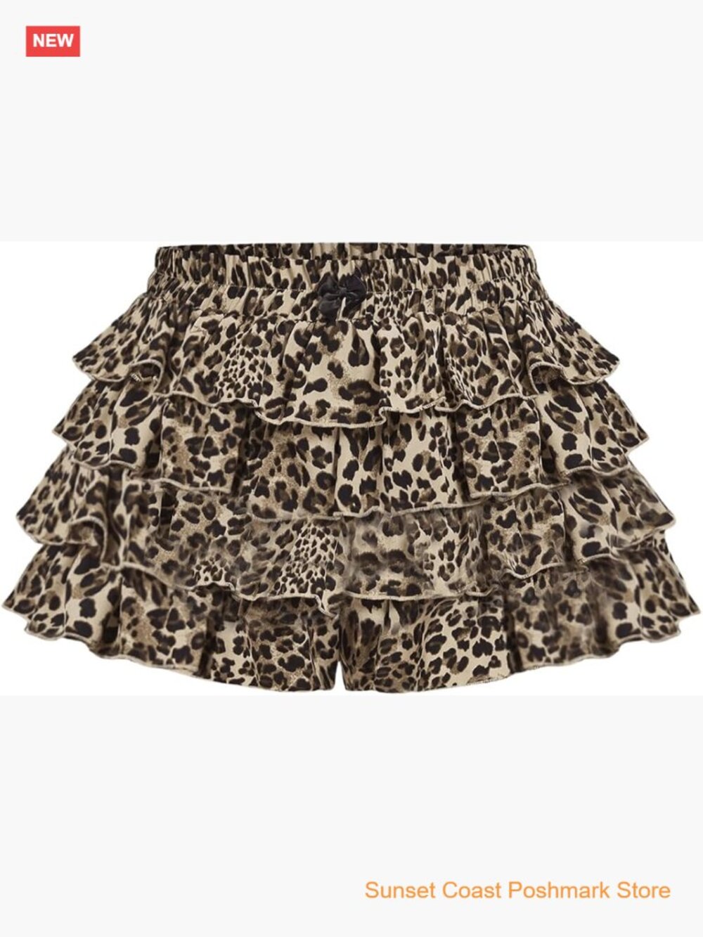 Women's Ruffle Bloomers Shorts Leopard Print Layered Y2k Lolita Mini Shorts